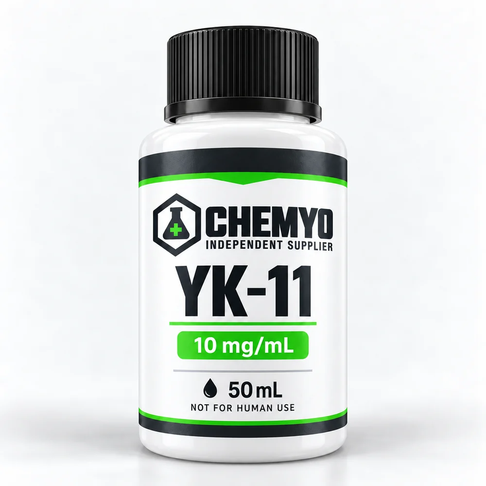 Chemyo YK-11 solution packaging illustration, 10 mg/mL, 50 mL